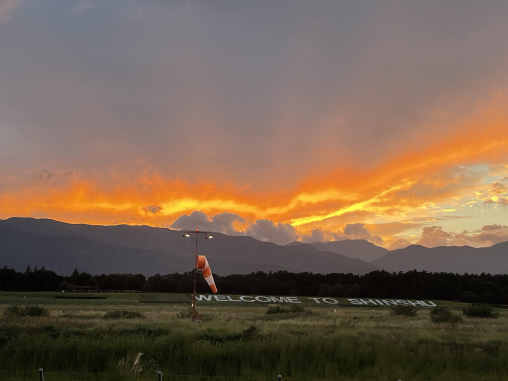 信州スカイパークの夕焼け