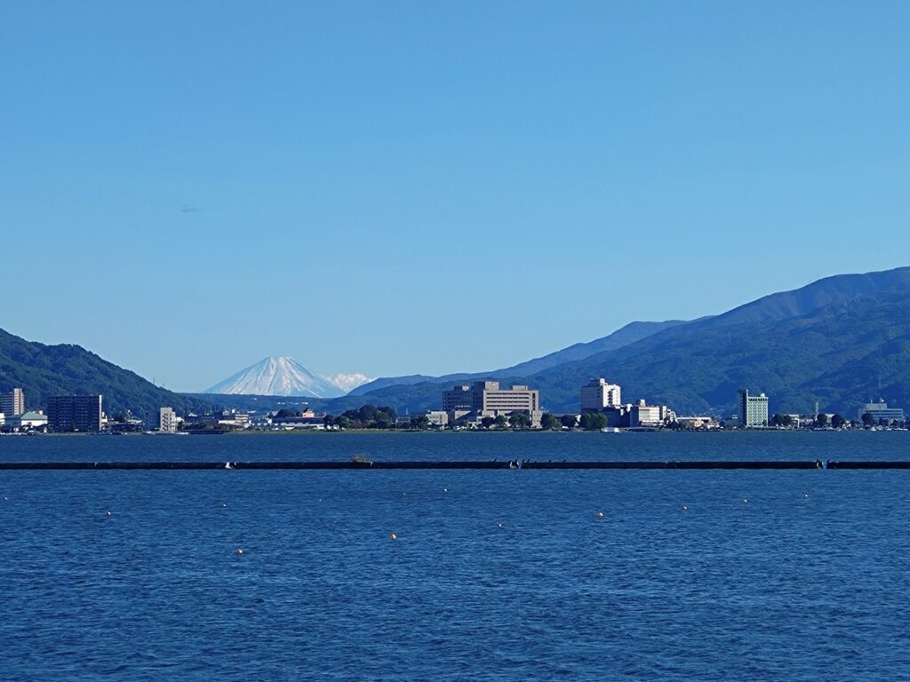 諏訪湖と富士山