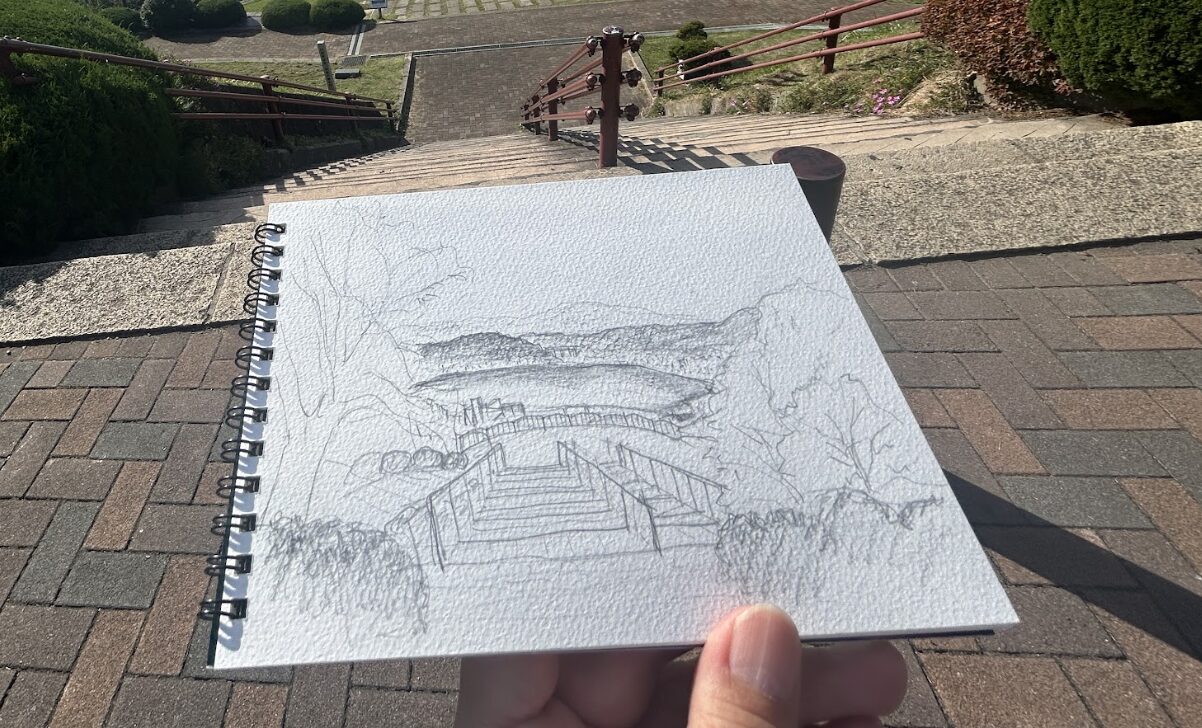 立石公園イラストスケッチ｜諏訪市で注文住宅ならエルハウス
