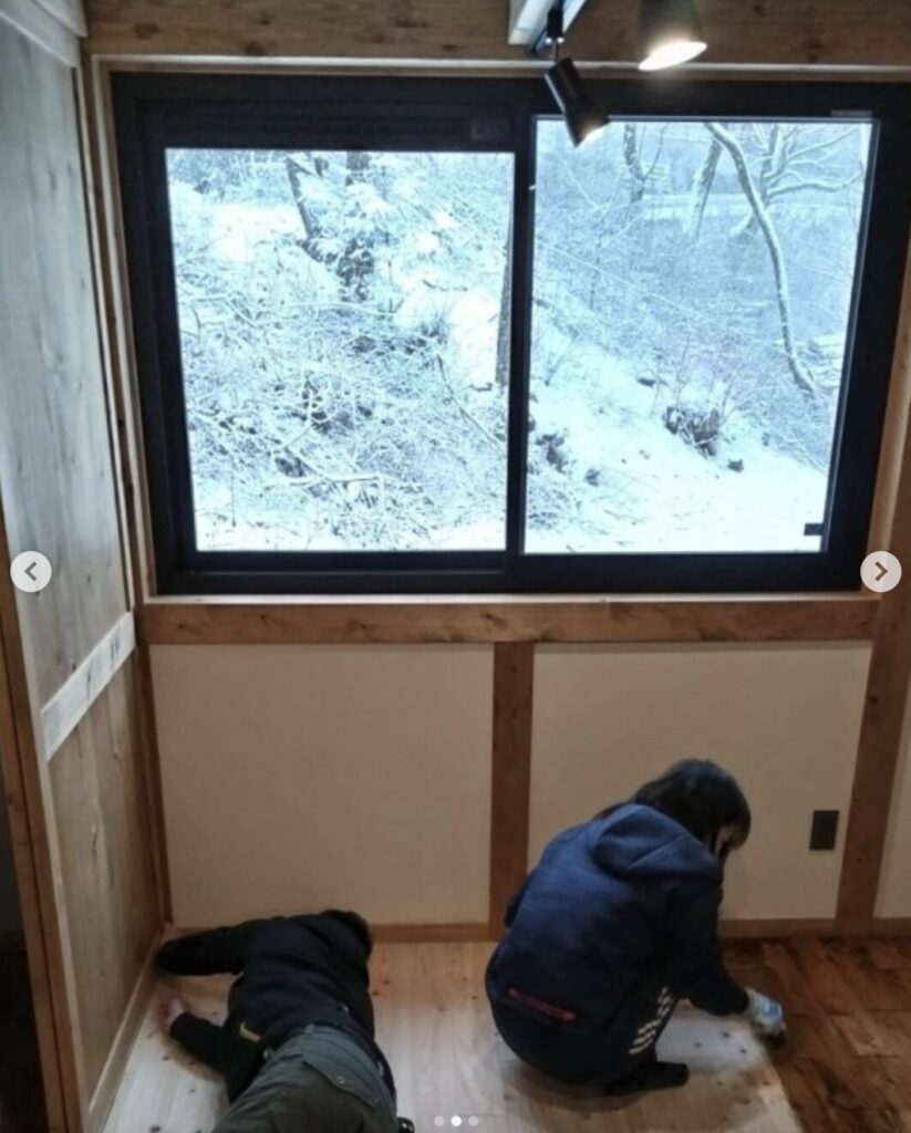 建築現場雪景色｜茅野市で注文住宅ならエルハウス