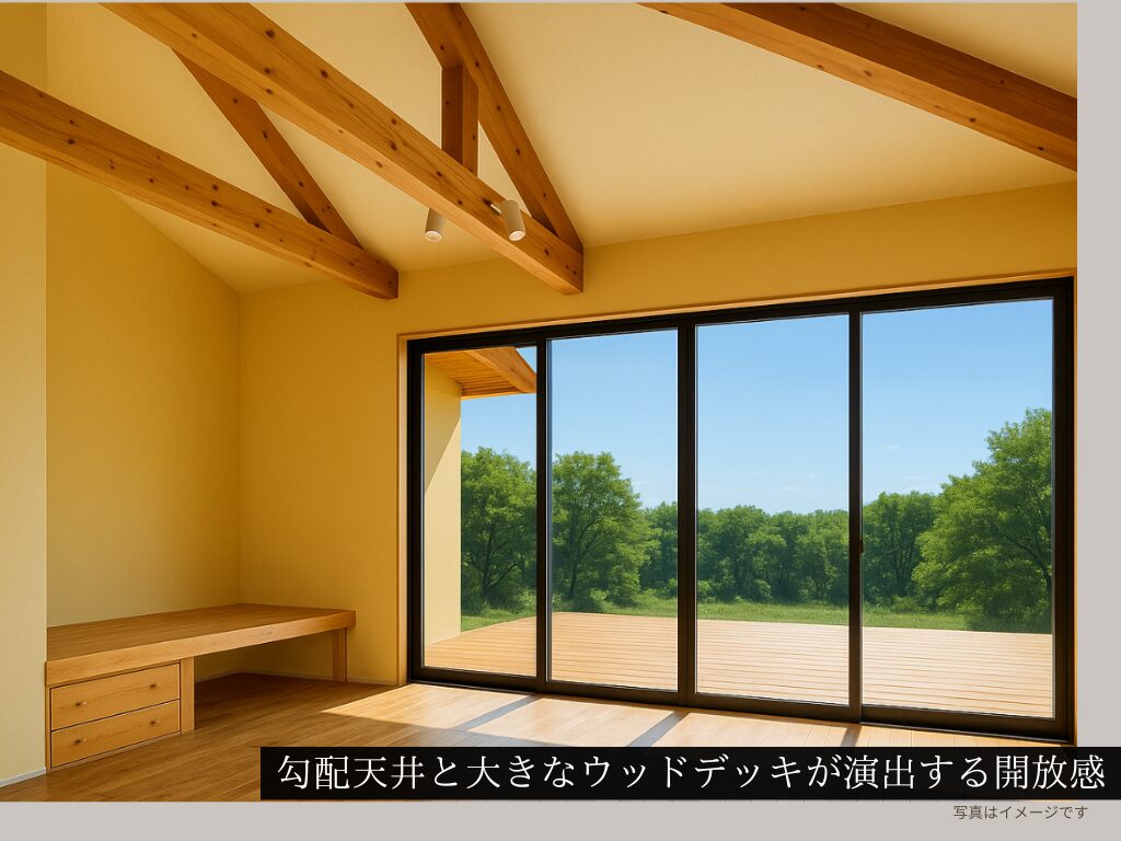 吹き抜け＆勾配天井の大空間LDK｜茅野市で注文住宅ならエルハウス